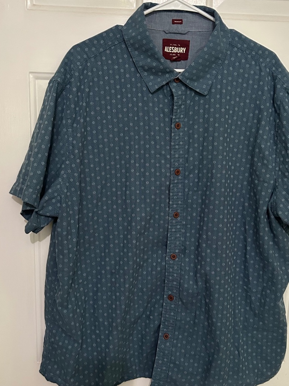 Alesbury, Jacquard Short Sleeve Shirt, 3XL, blue
